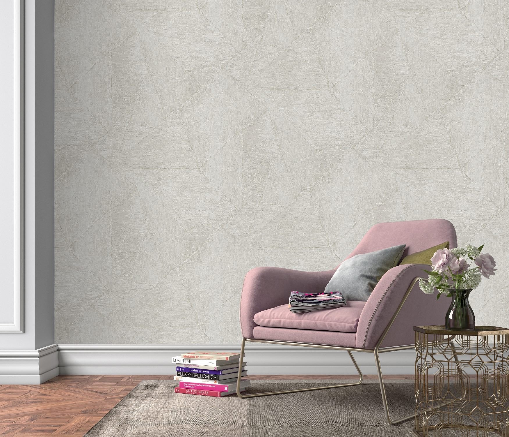 Geometric Brushed Texture Wallpaper – Modern Decorative Wallcovering ...