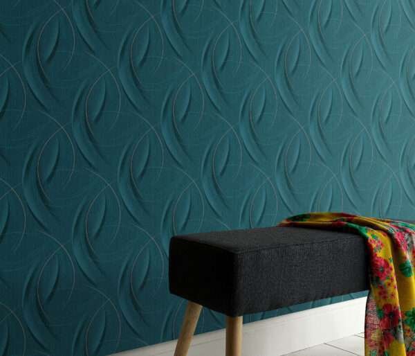 Fashion For Walls 3 Stripes/Wave Turquoise Design Wallpaper AL10218-19